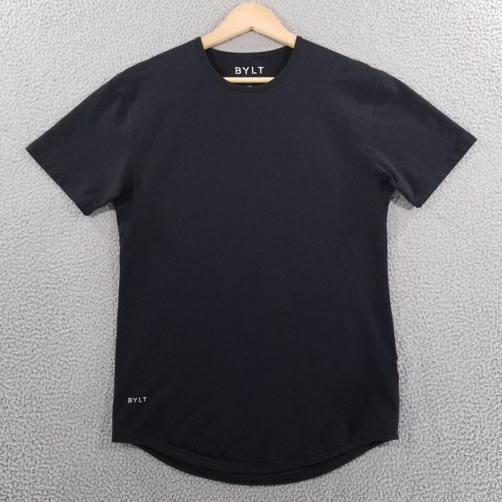 BYLT Shirt Mens Small Black Drop Cut Lux Performance Athleisure Gym Commute